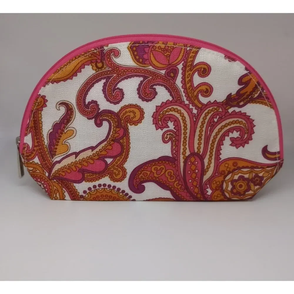 Clinique Pink‎ And Pruple Boho Print Cosmetic Bag NWOT